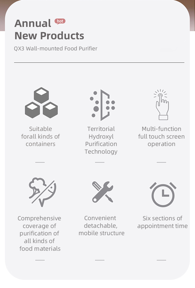 Wall-mounted Intelligent Food Purifier Automatic Fruit Vegetable Ion Purification Washing Machine