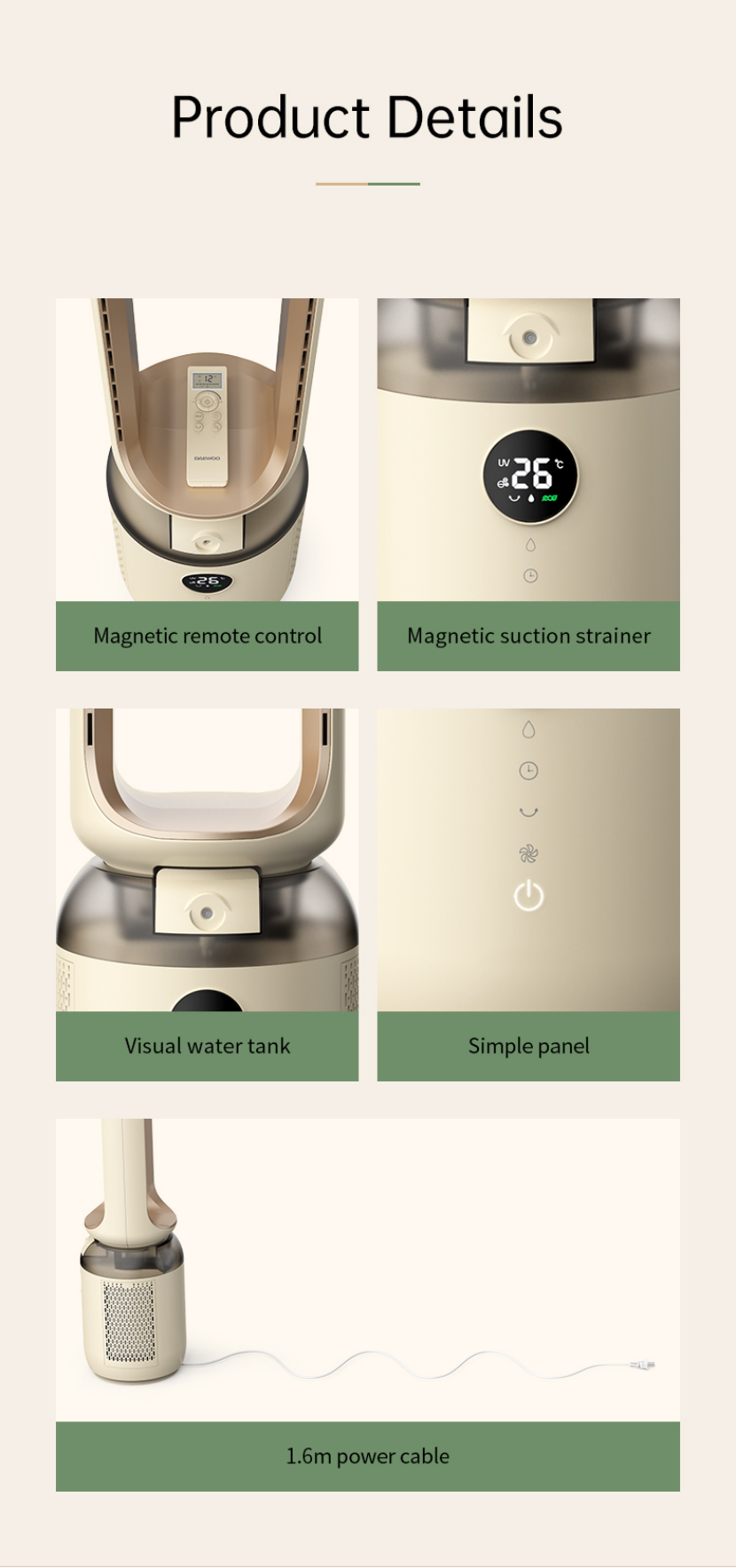 Smart Humidification And Purification 70degree Oscillating Bladeless Fan Smart Humidification And Purification 70degree Oscillating Bladeless Fan