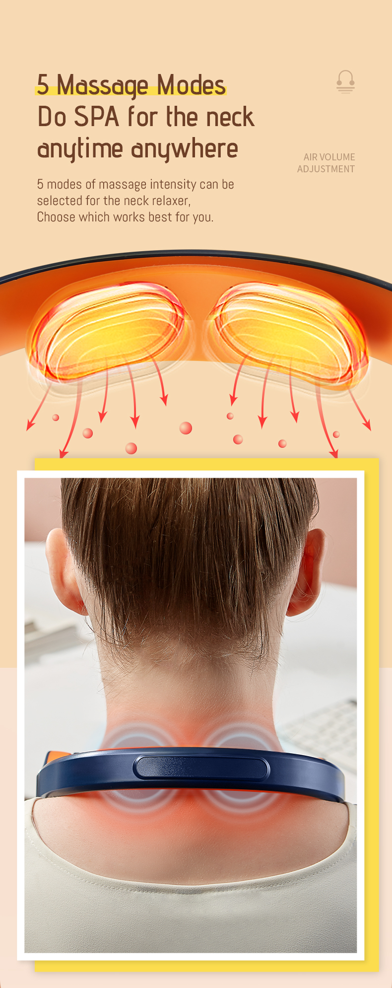 Portable Rechargable personal Neck Massager around Leafless Fan