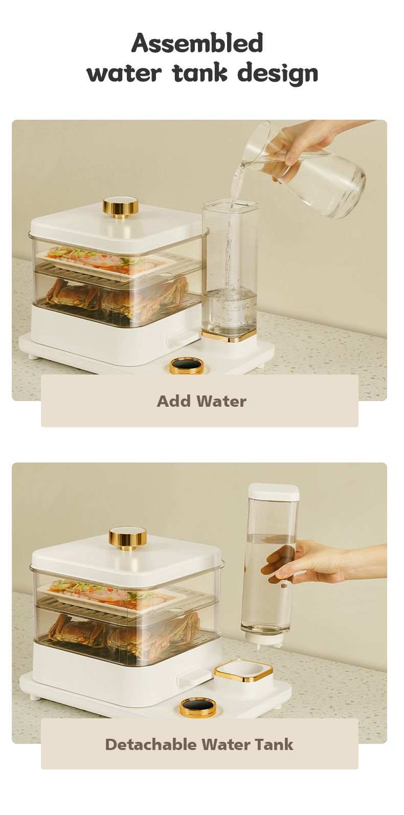 Electric Food Vegetable Steamer with BPA-Free 3 Tier Stackable