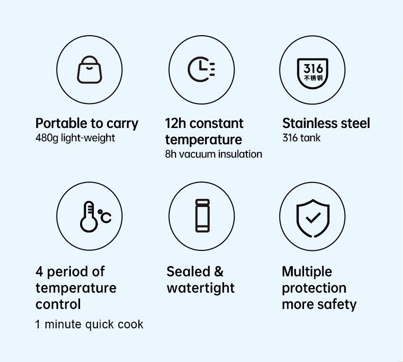 300ml Portable Double Wall Insulated Stainless Steel Thermos Vacuum Flasks Travel Water Kettle