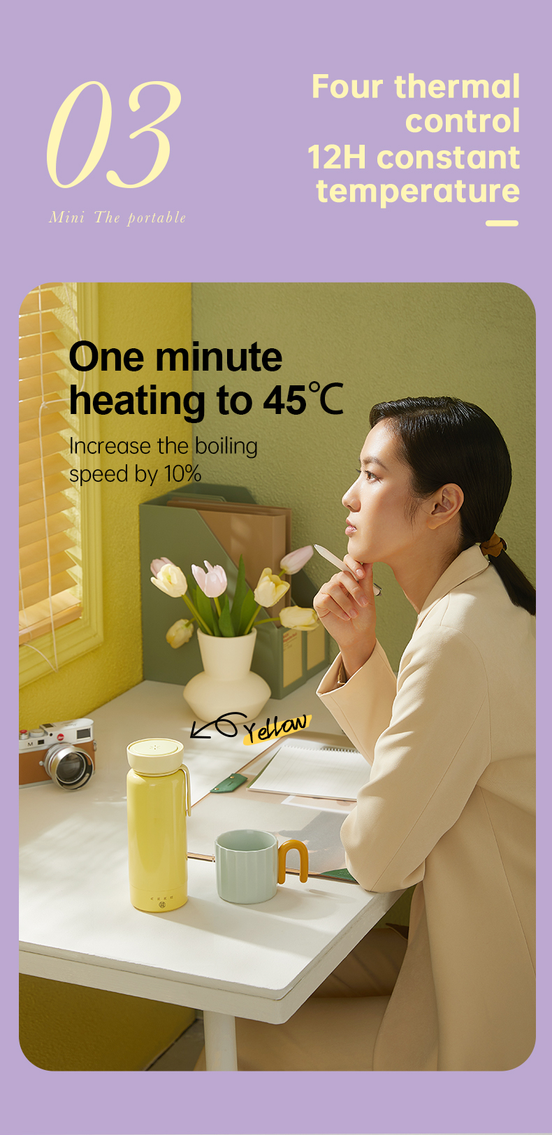 300ml Portable Double Wall Insulated Stainless Steel Thermos Vacuum Flasks Travel Water Kettle