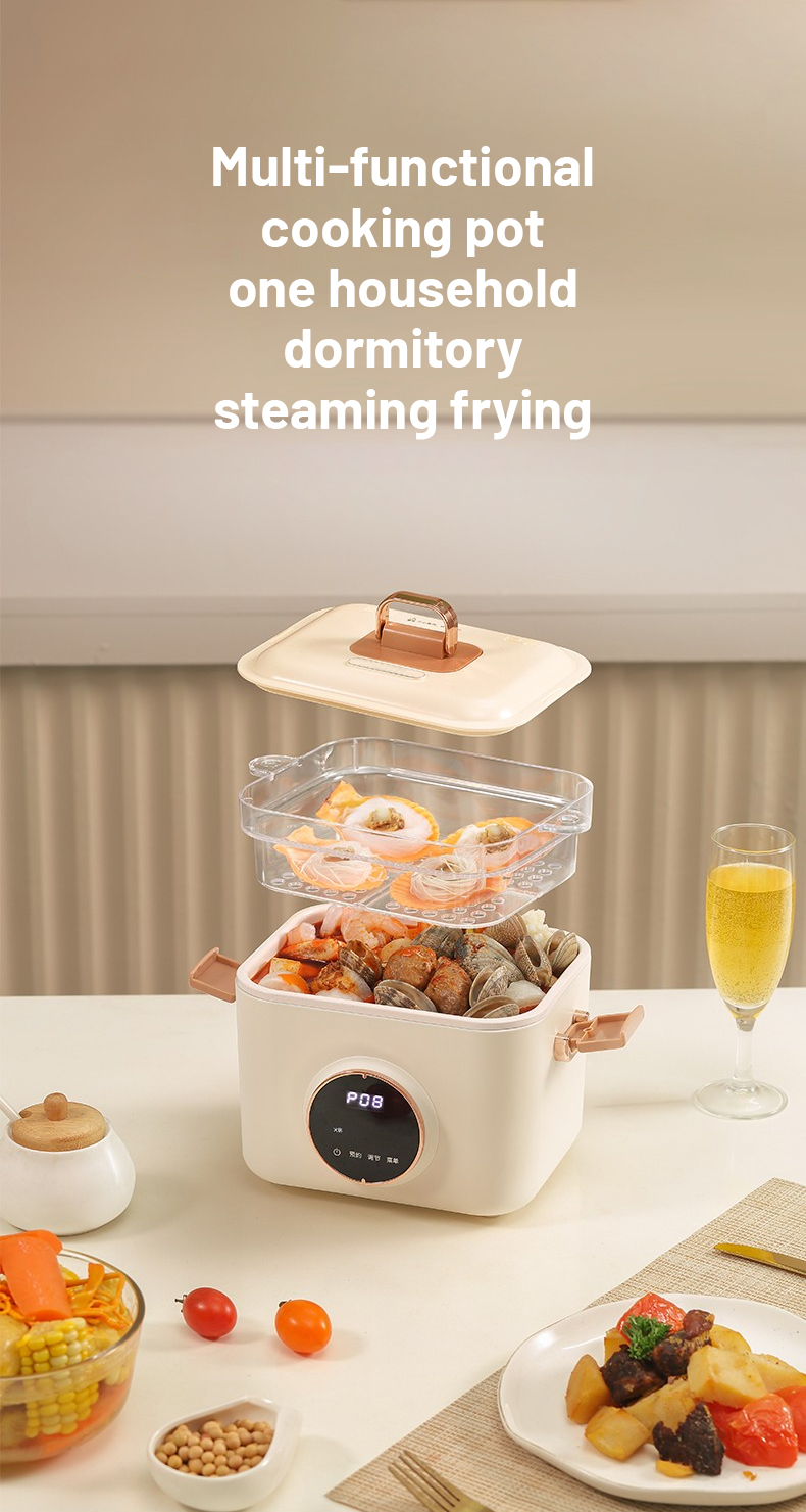 Multi-functional cooking pot one household dormitory steaming frying