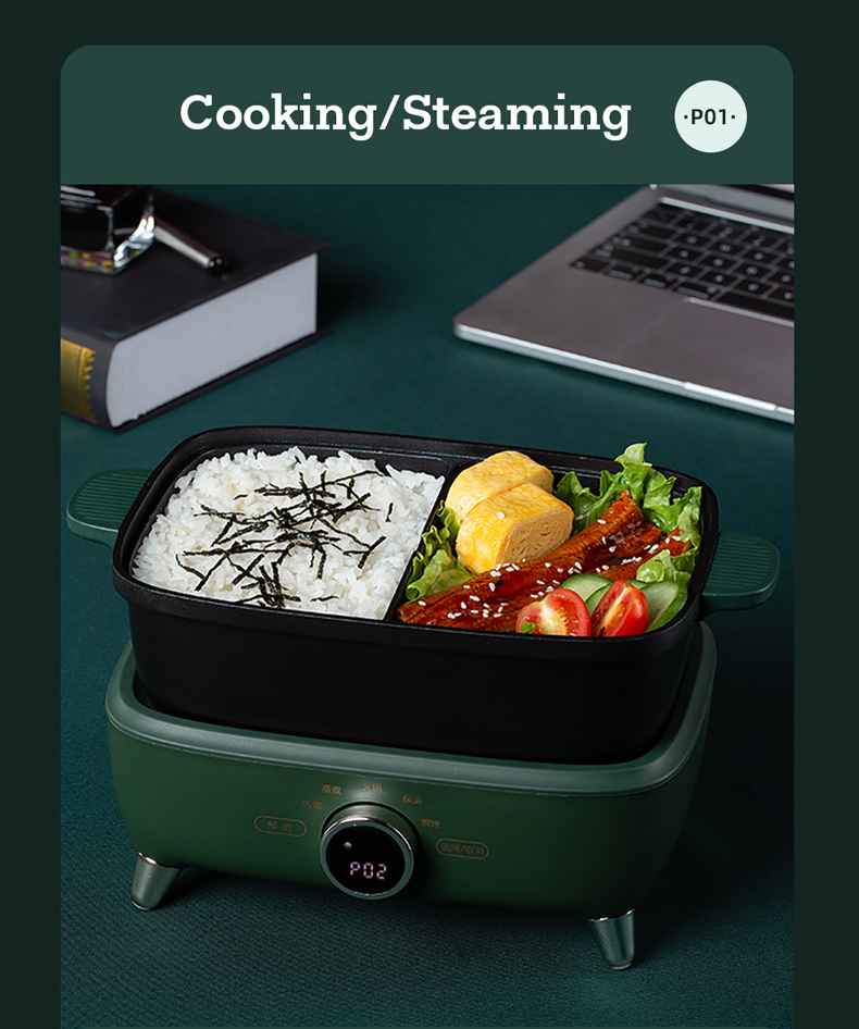 Mini Electric Heating Lunch Box Portable Food Warmer Cooking Steamer Pot