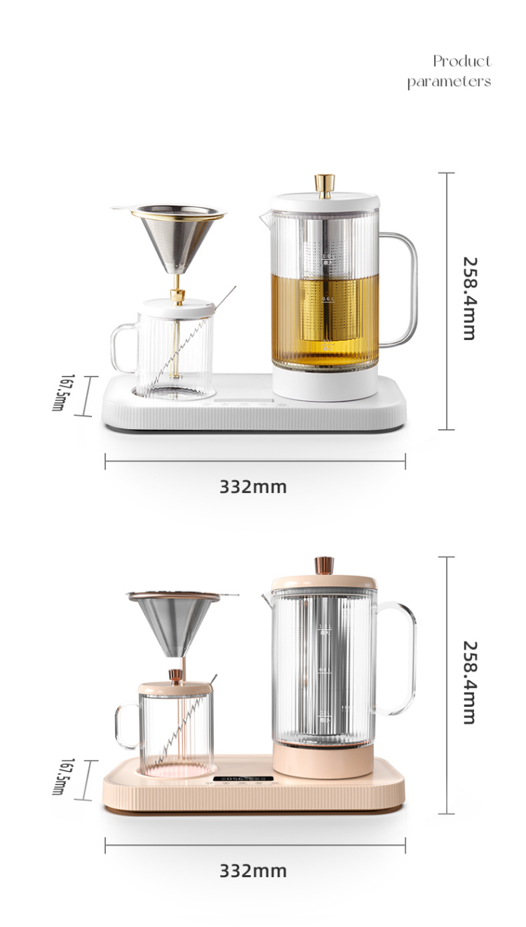 Mini Multifunctional Health Glass Teapot with Thermostatic Heating Base