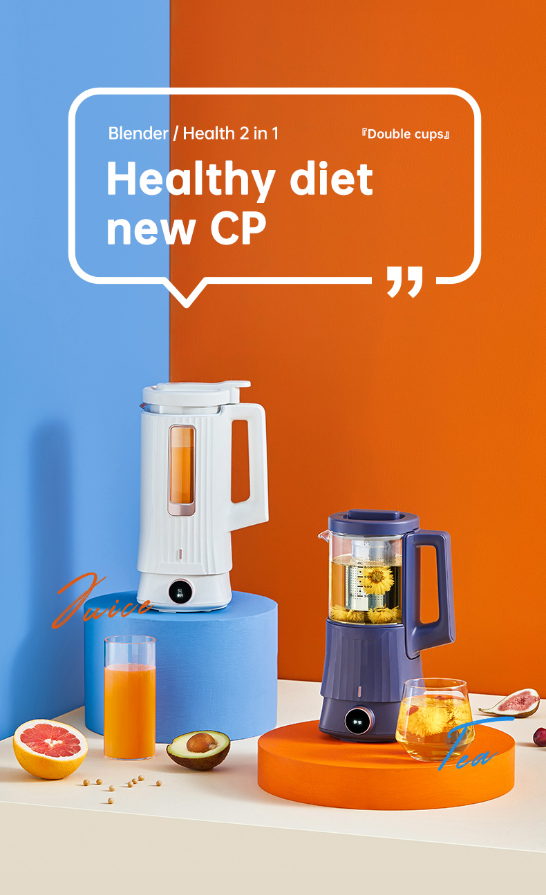 Double-Cup Food Processor Electric Fruit Juicer Blender with Health pot