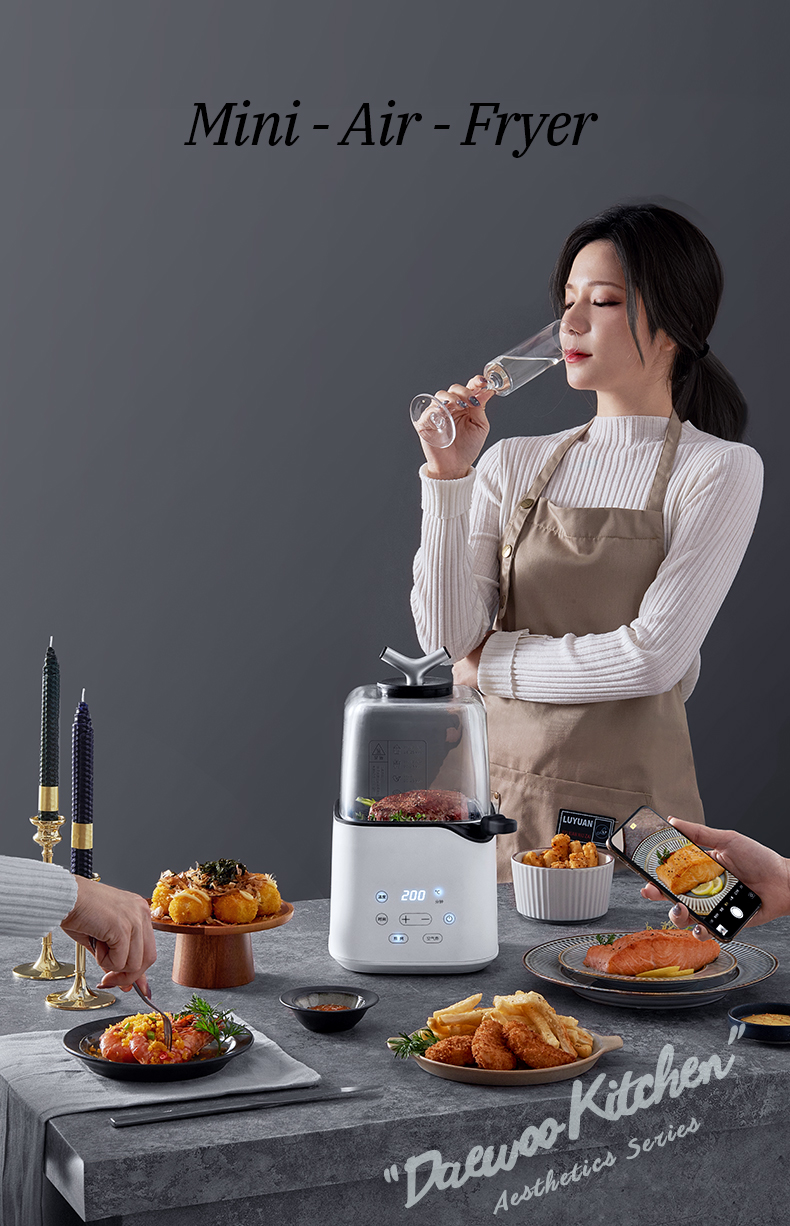 House Kitchen Multi-function Digital Oil free Air fryer cup with baking tray
