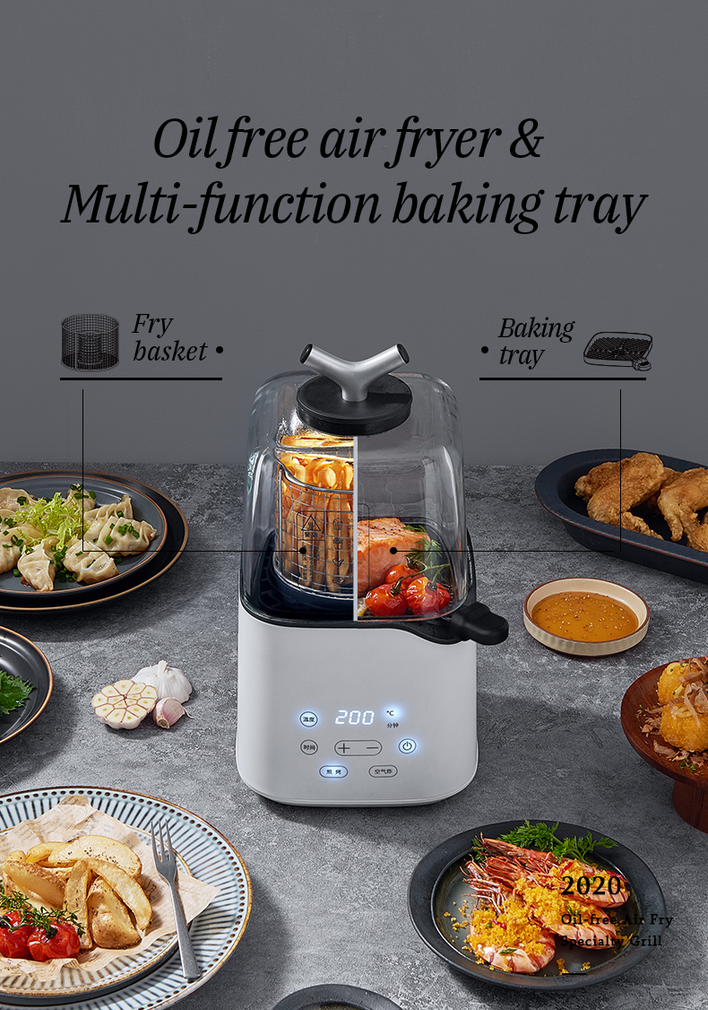 House Kitchen Multi-function Digital Oil free Air fryer cup with baking tray