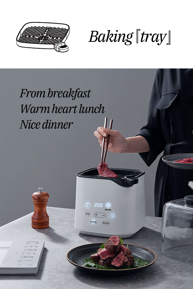 House Kitchen Multi-function Digital Oil free Air fryer cup with baking tray