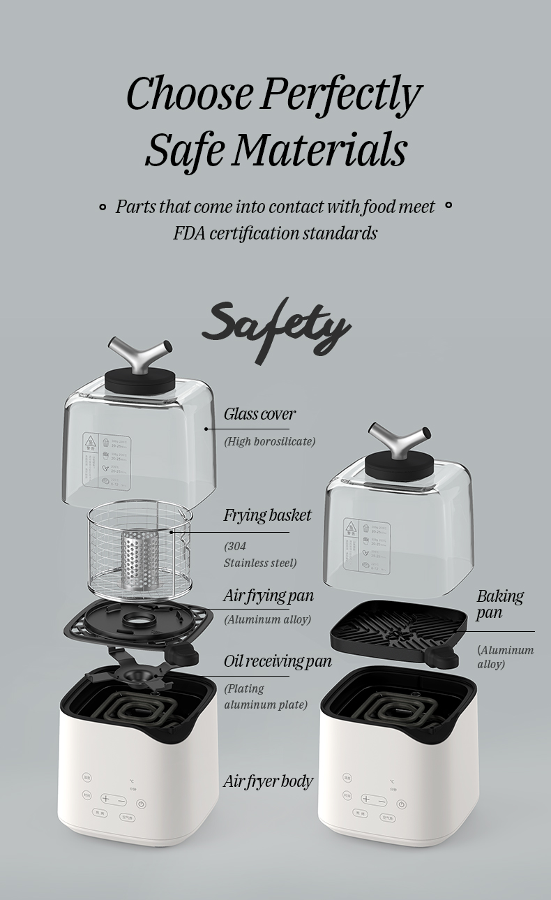 House Kitchen Multi-function Digital Oil free Air fryer cup with baking tray