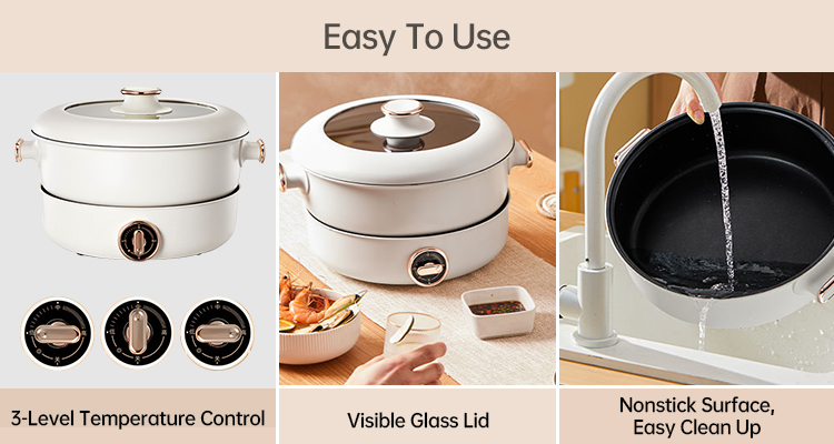 Multifunctional BBQ hot Pot Large Capacity Portable Electric BBQ Grill and Hot Pot