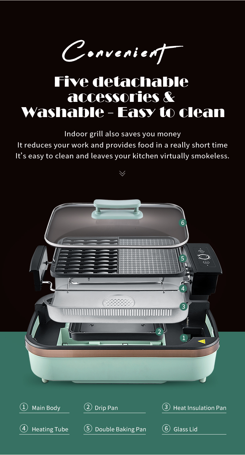 1500W Smokeless BBQ Griddle with 6 Speed Fire Adjustment 1500W Smokeless BBQ Griddle with 6 Speed Fire Adjustment