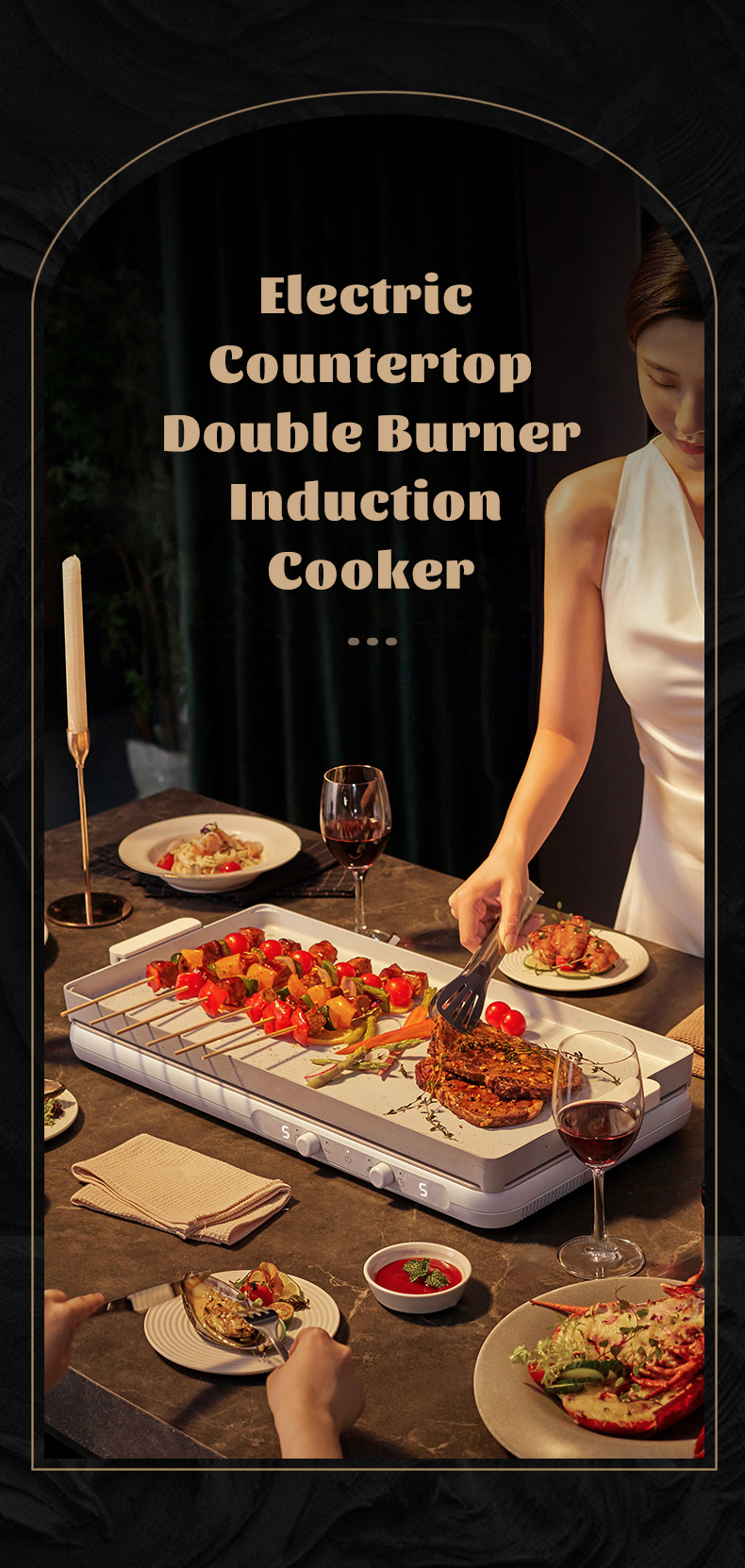 Portable Countertop Burner Double Digital Induction Cooker Cooktop with High Power