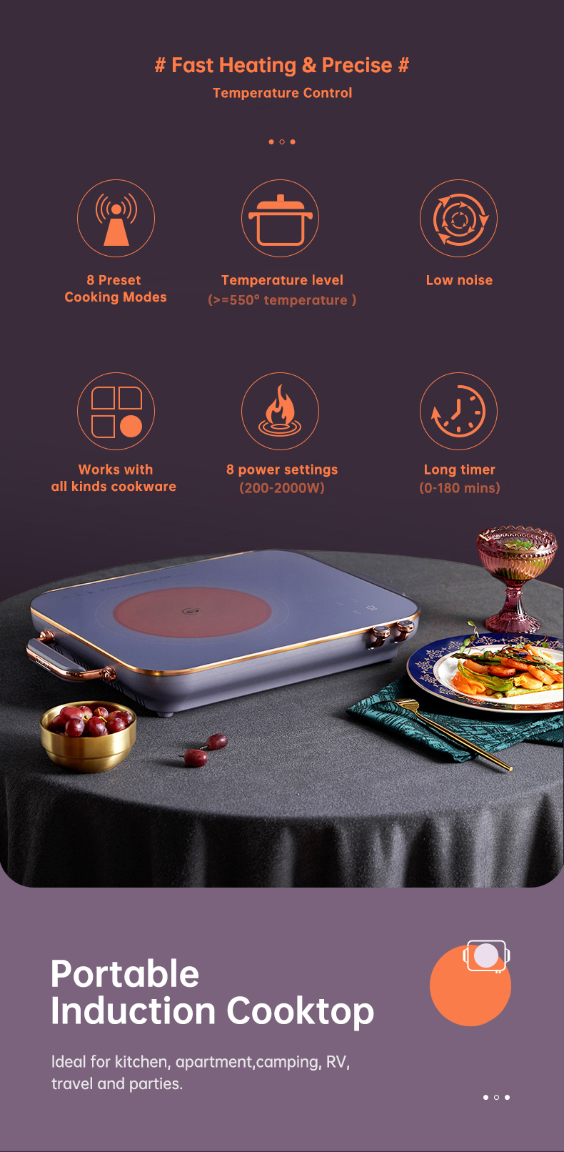 Fashion Portable Induction Cooktop Countertop Burner Induction Hot Cooker Plate