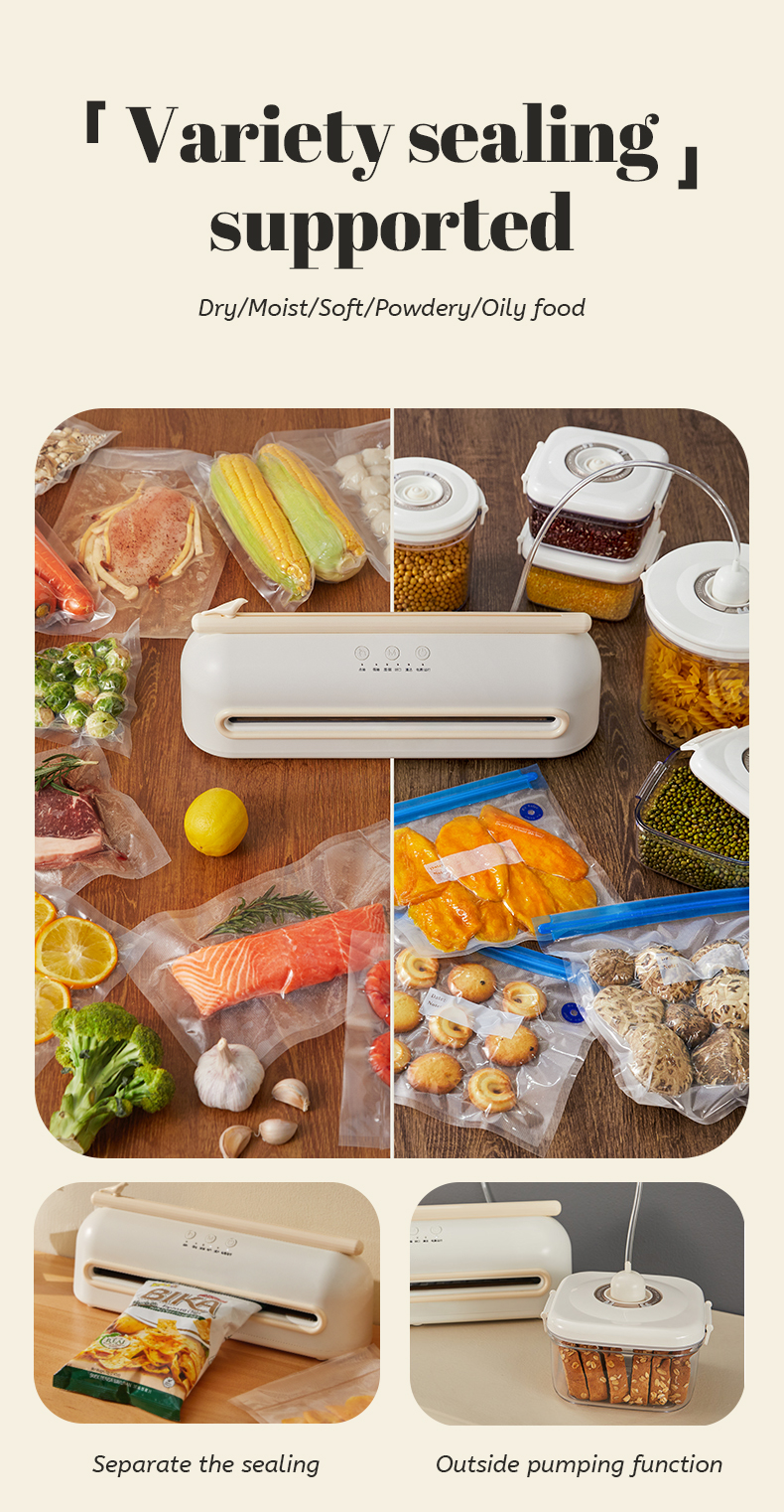 Mini Dry Food Sealer Machine Automatic Vacuum Sealing Food Preservation Sealer Machine