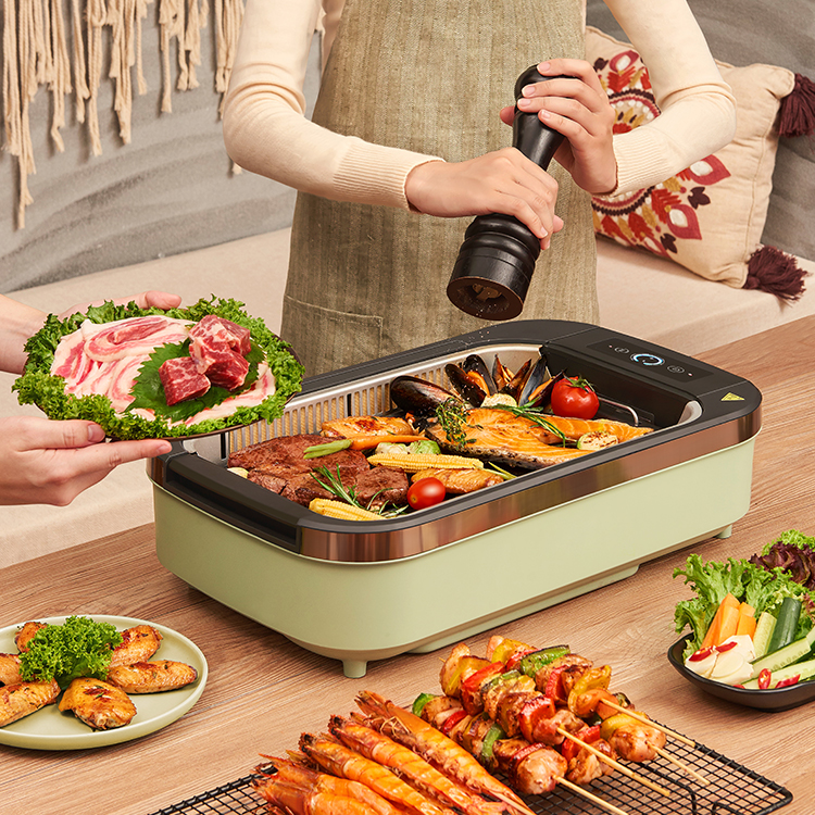 1500W Smokeless BBQ Griddle with 6 Speed Fire Adjustment 2 1500W Smokeless BBQ Griddle with 6 Speed Fire Adjustment