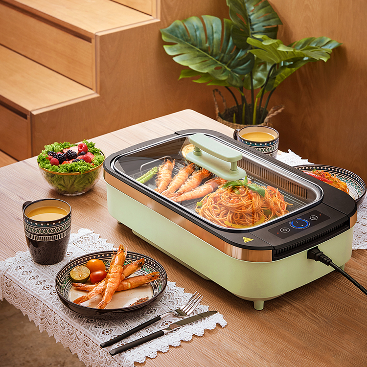 1500W Smokeless BBQ Griddle with 6 Speed Fire Adjustment 3 1500W Smokeless BBQ Griddle with 6 Speed Fire Adjustment