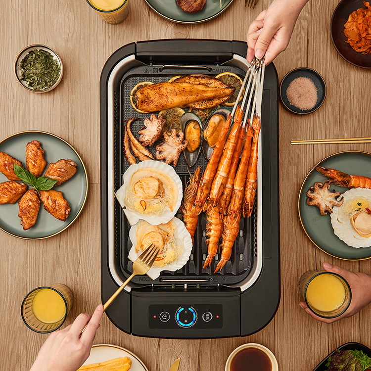 1500W Smokeless BBQ Griddle with 6 Speed Fire Adjustment 4 1500W Smokeless BBQ Griddle with 6 Speed Fire Adjustment