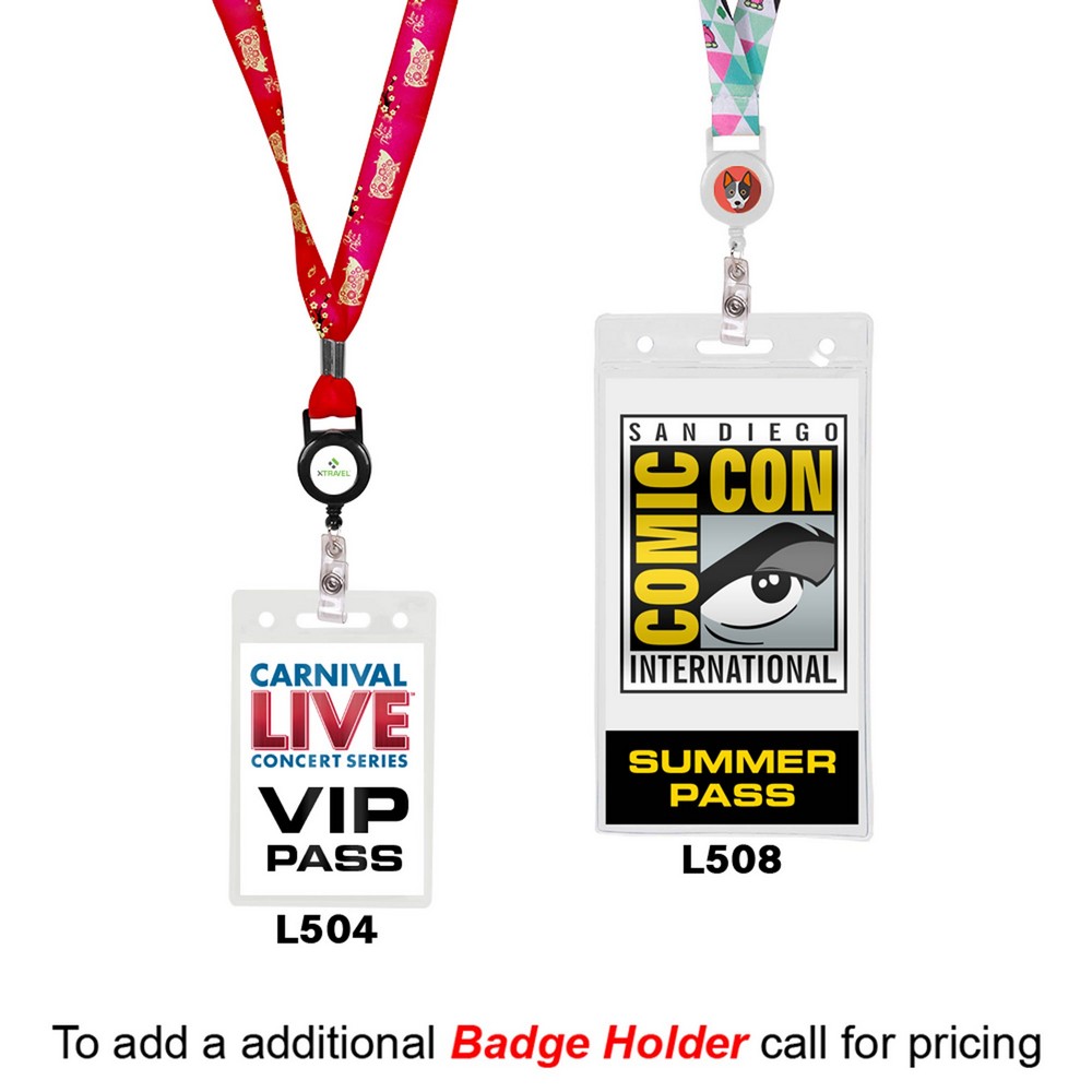 3/4" HT Sublimation Lanyard w/ Retractable Badge Holder 4 3/4" HT Sublimation Lanyard w/ Retractable Badge Holder