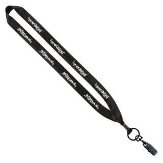 3/4" Polyester Lanyard With Metal Crimp & Bulldog Clip