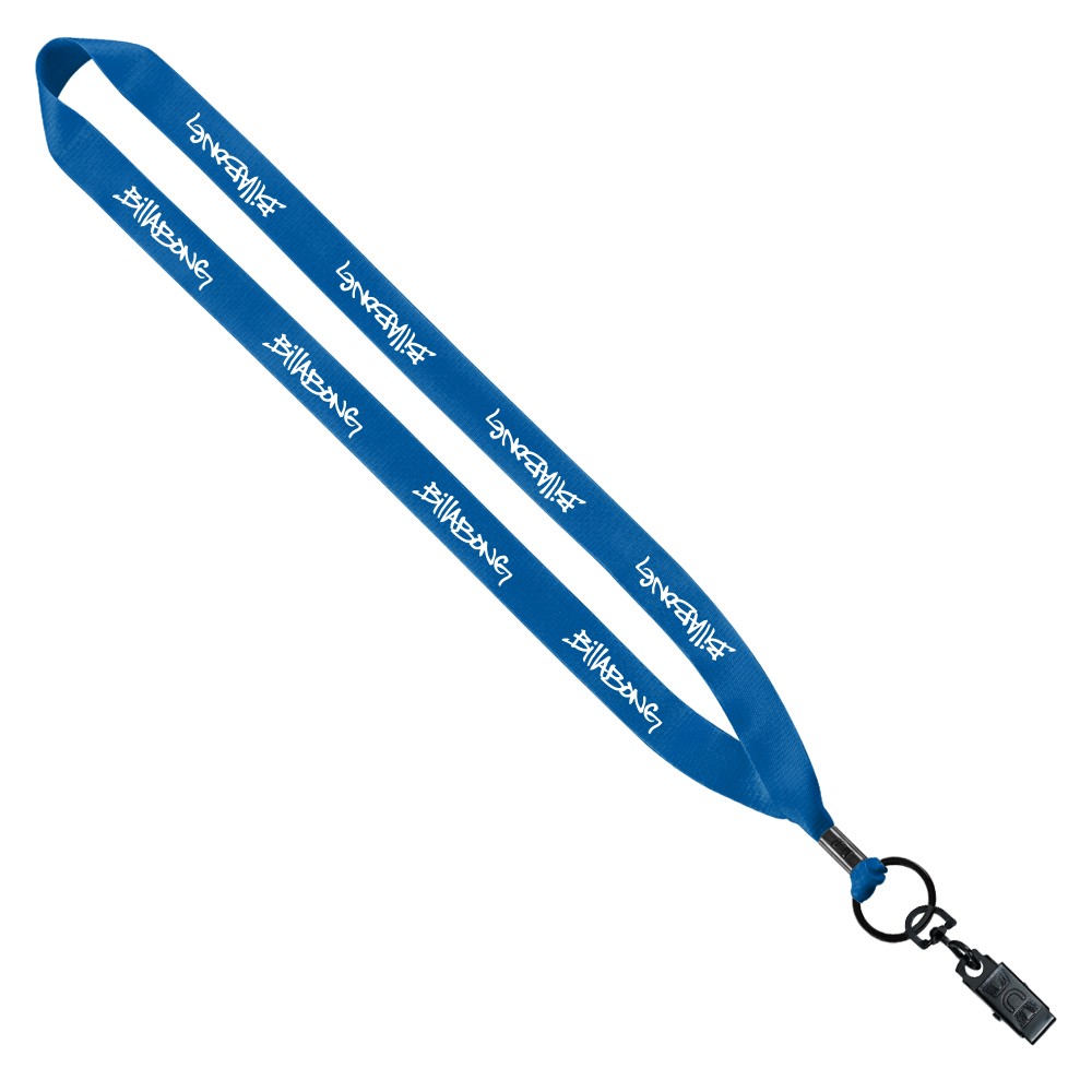 3/4" Polyester Lanyard With Metal Crimp & Bulldog Clip 2 3/4" Polyester Lanyard With Metal Crimp & Bulldog Clip