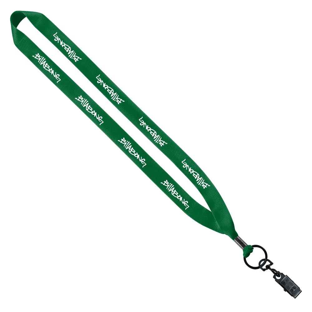 3/4" Polyester Lanyard With Metal Crimp & Bulldog Clip 3 3/4" Polyester Lanyard With Metal Crimp & Bulldog Clip