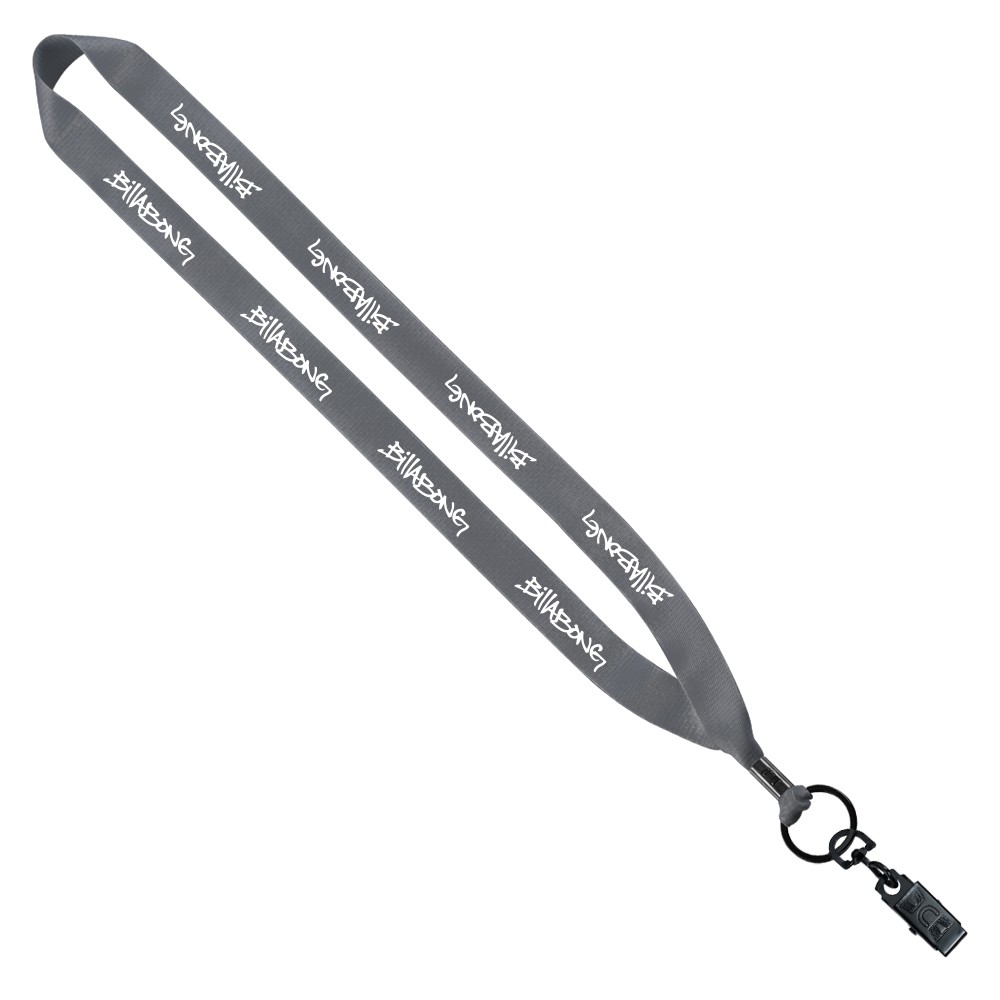 3/4" Polyester Lanyard With Metal Crimp & Bulldog Clip 4 3/4" Polyester Lanyard With Metal Crimp & Bulldog Clip
