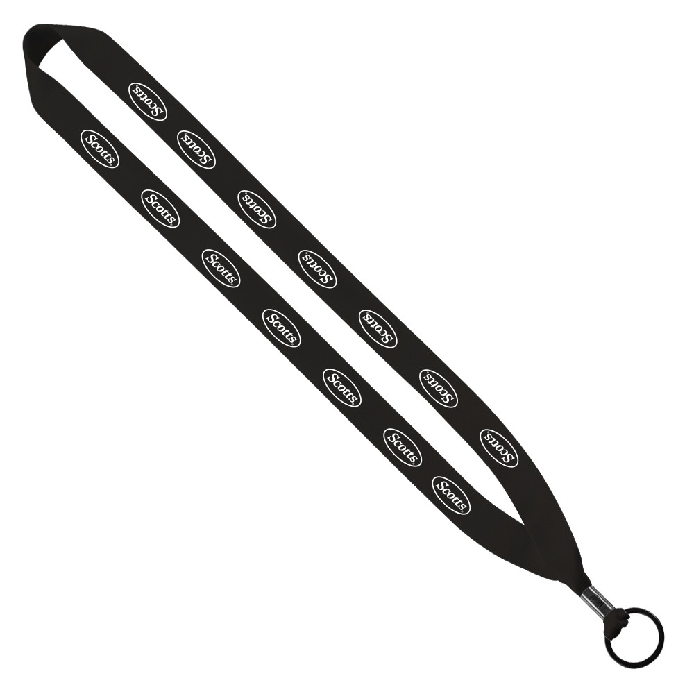 3/4" Polyester Lanyard With Metal Crimp & Split-Ring 3 3/4" Polyester Lanyard With Metal Crimp & Split-Ring
