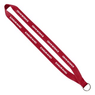 3/4" Polyester Sewn Lanyard W/ Silver Tone Metal Split Ring