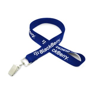 3/4" Silkscreened Flat Lanyard w/ Bulldog Clip