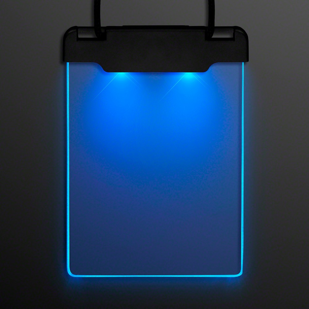 Blue Space Glow Light Badge Necklace 1 Blue Space Glow Light Badge Necklace